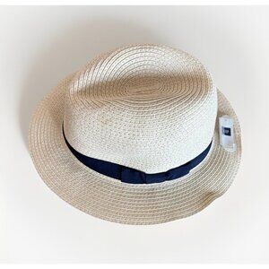Gap Womens Sun Hat With Blue Ribbon Bow Size M /LARGE Resort Summer Travel NWT